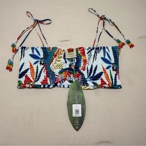 NWT FARM Rio Macaw Wind Bandeau Crop Top
